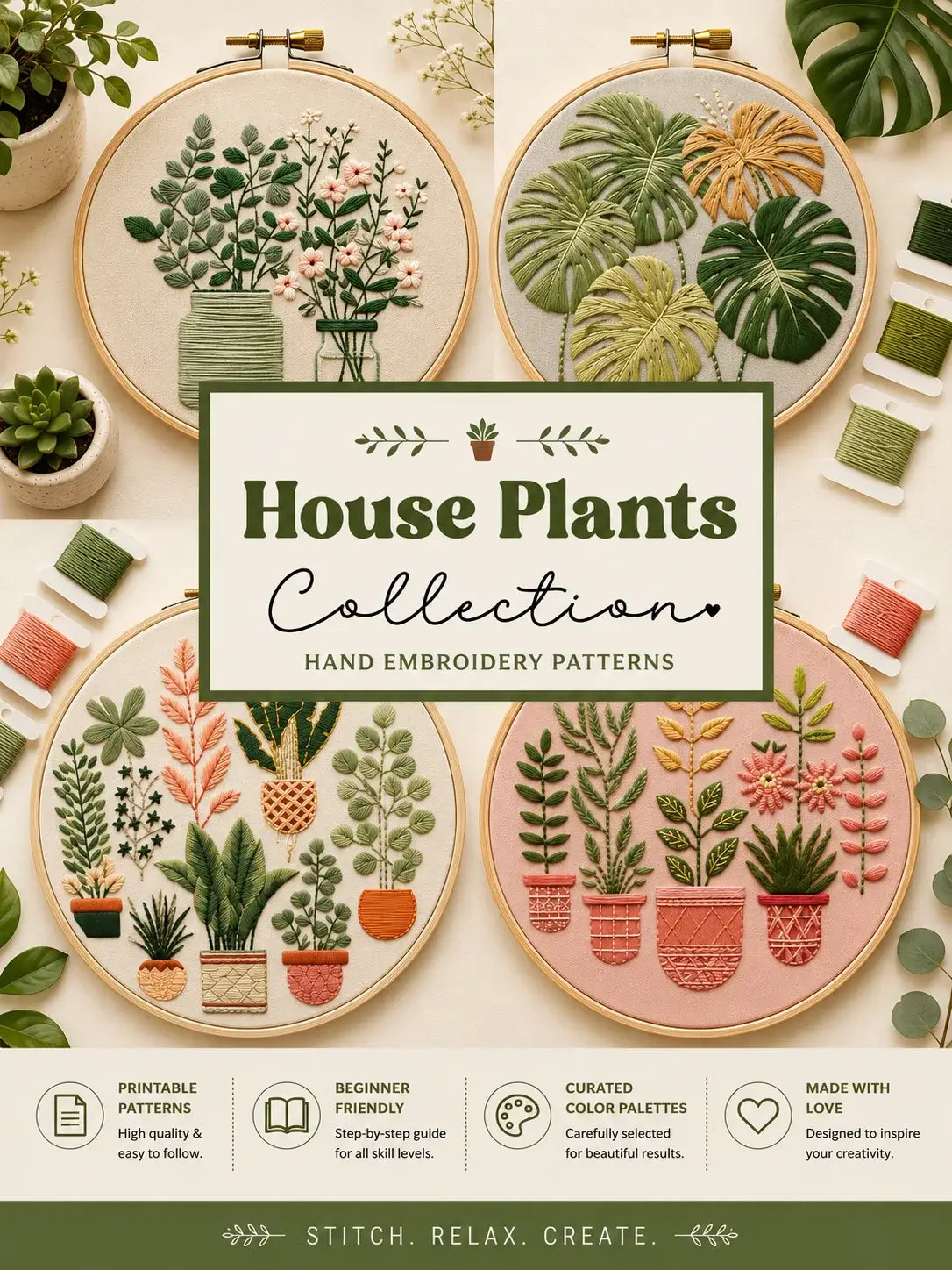 1800+ Premium Hand Embroidery Pattern PDF | Beginner-Friendly DIY Wall Art