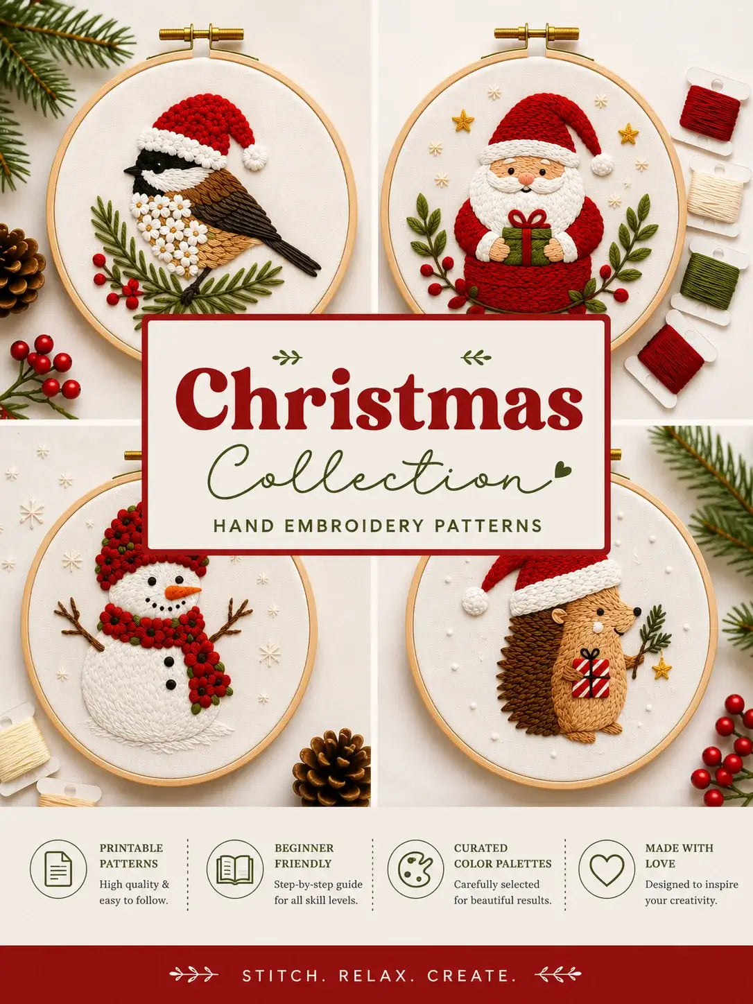 1800+ Premium Hand Embroidery Pattern PDF | Beginner-Friendly DIY Wall Art