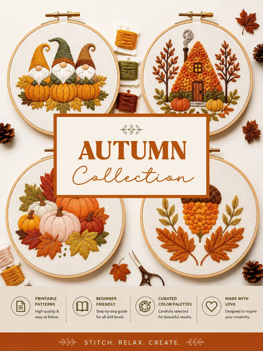 1800+ Premium Hand Embroidery Pattern PDF | Beginner-Friendly DIY Wall Art